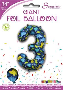 Sensations 34" Foil Number 3 Dinosaur