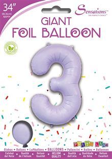 Sensations 34" Foil Number 3 Matte Lilac