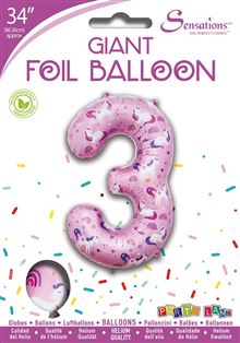 Sensations 34" Foil Number 3 Unicorn