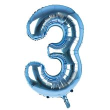 Sensations 34" Foil Number 3 Light Blue