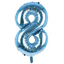 Sensations 34" Foil Number 8 Light Blue