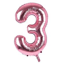 Sensations 34" Foil Number 3 Light Pink