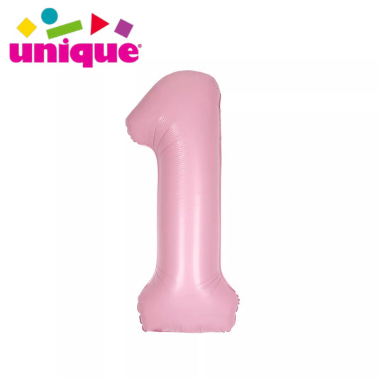 Unique 34" Foil Number 1 Matte Pink