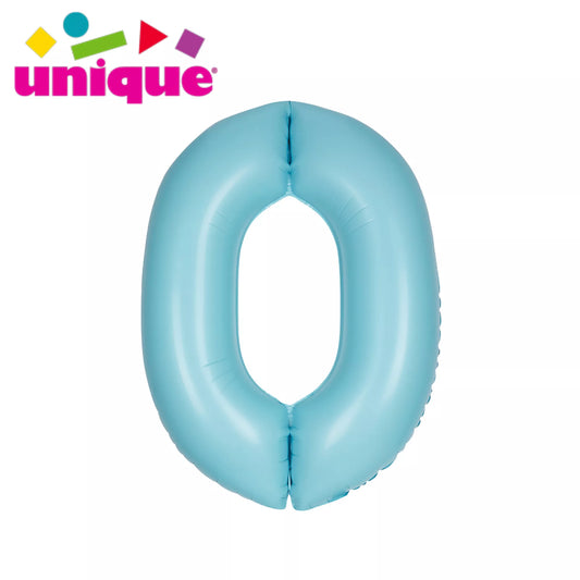 Unique 34" Foil Number 0 Matte Blue