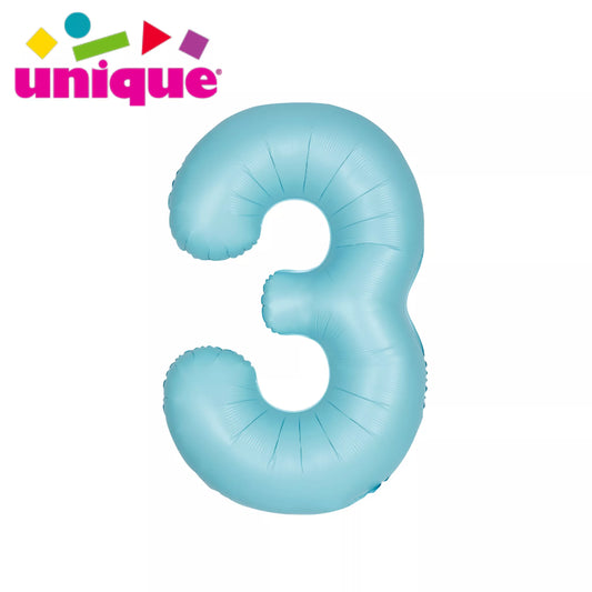 Unique 34" Foil Number 3 Matte Blue