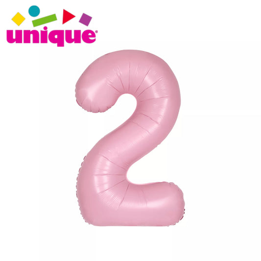 Unique 34" Foil Number 2 Matte Pink