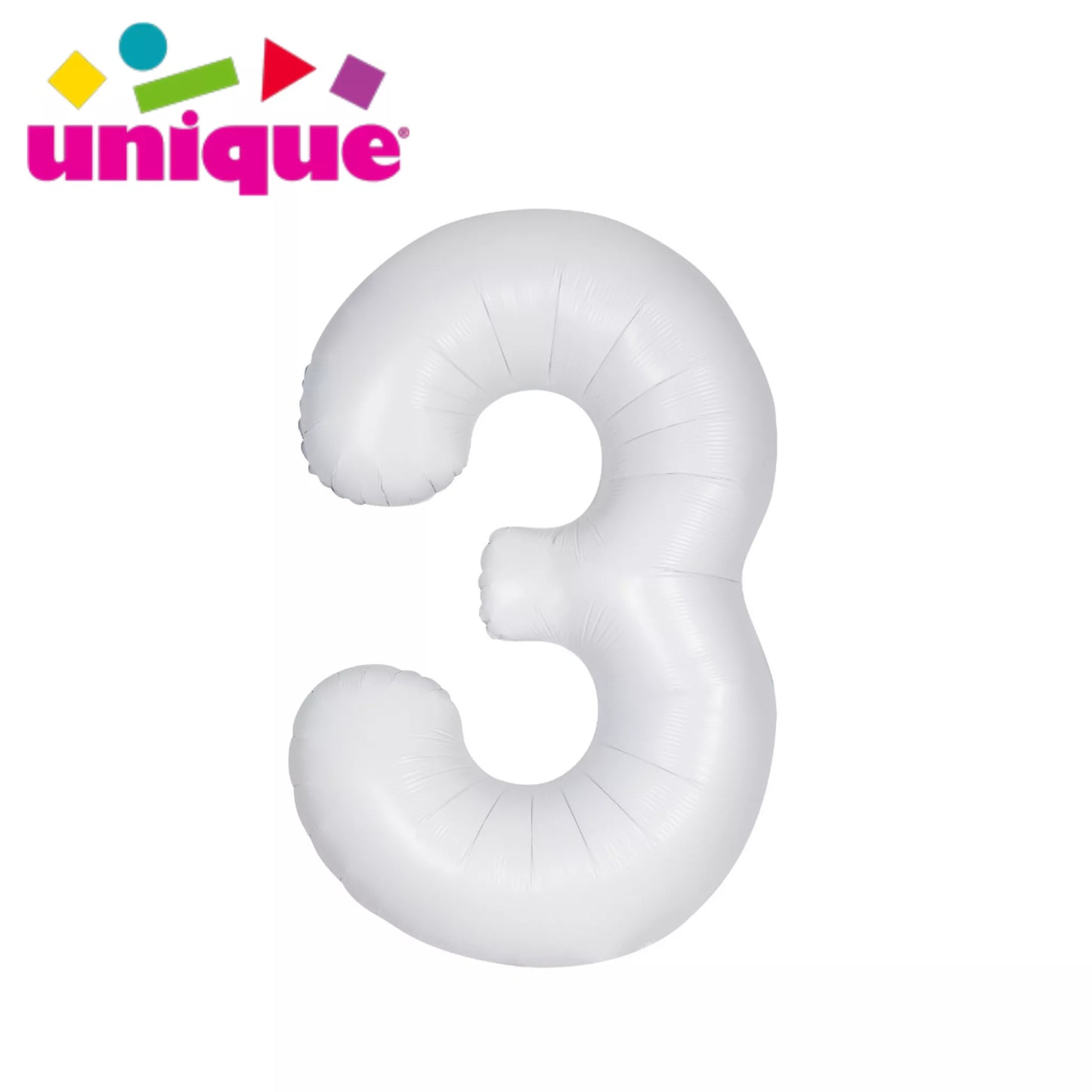 Unique 34" Foil Number 3 White