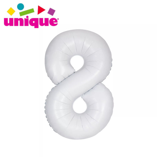 Unique 34" Foil Number 8 White
