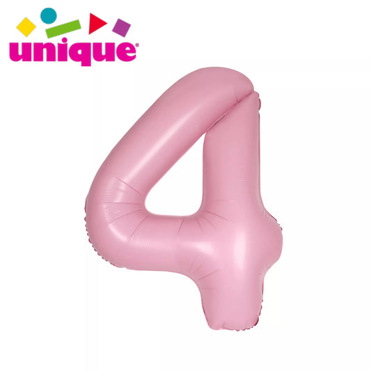 Unique 34" Foil Number 4 Matte Pink