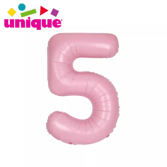 Unique 34" Foil Number 5 Matte Pink