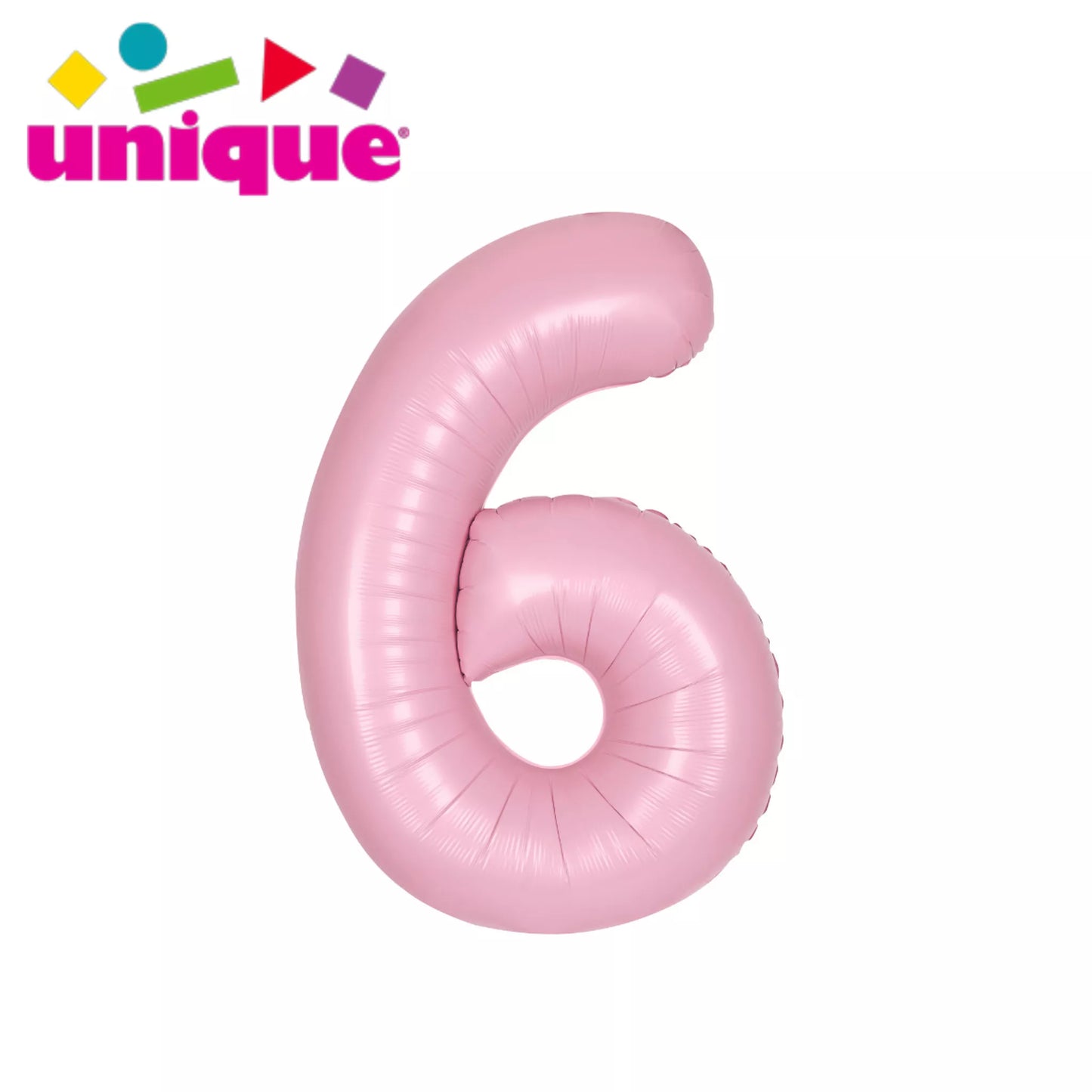 Unique 34" Foil Number 6 Matte Pink